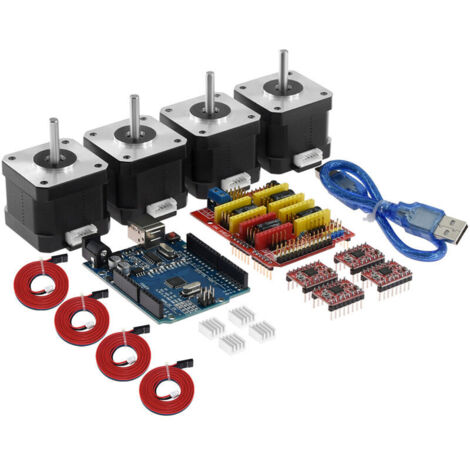 Placa de expansión CNC Shield V3.0 R3, controlador 4A4988, kit de motor paso a paso 44401 con disipador de calor y cable USB para impresora 3D