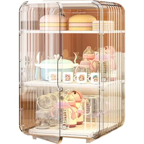 Organizador de biberones - Caja a prueba de polvo Cajones apilables de cocina de 39,5 x 25 x 24 cm Portabiberones grande con tapa para mesa de dormitorio (1/5)