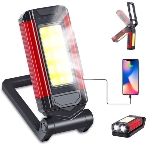 Linterna magnética LED,linterna portátil plegable,lámpara de inspección,luz de trabajo recargable,gancho giratorio de 360° y base magnética plegable de270°,linternas superbrillantes para reparaciones