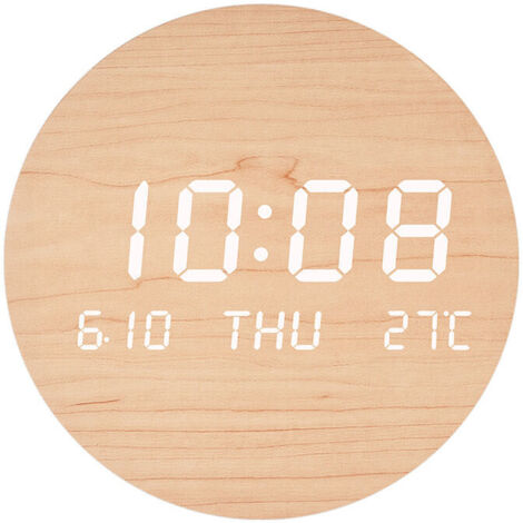 Reloj de pared LED, creativo y silencioso, estilo nórdico S201-1PCS - Color madera maciza (carga con almacenamiento de energía) (1/5)