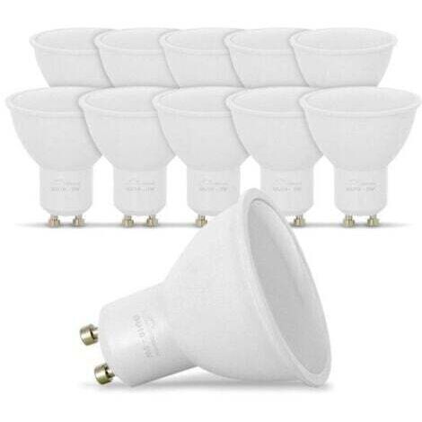 Paquete de 10 bombillas LED regulables GU10 equivalentes a 7 W. Temperatura de color: blanco frío 6500 K. (1/3)