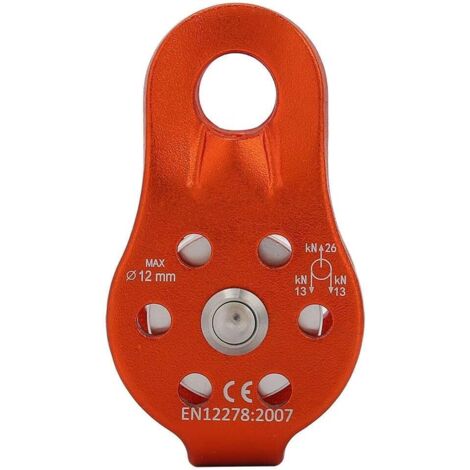 Polea tirolesa de escalada de aleación de aluminio de 26 kN, polea de cuerda simple de alta resistencia para cuerda de 12 mm (naranja) (1/5)