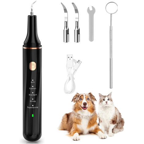 Kit de limpieza para cepillo de dientes de perro: removedor de sarro ultrasónico, limpiador dental ultrasónico para perros con herramientas dentales, raspador de limpieza dental, carga USB.