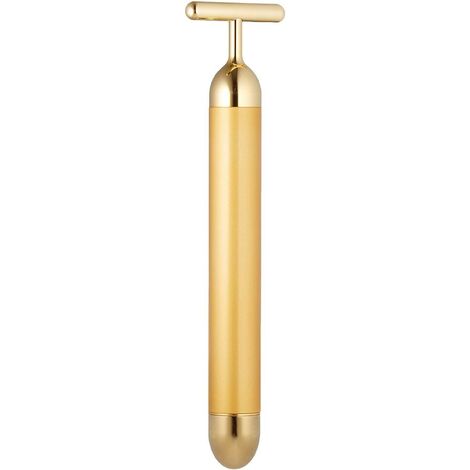 Masajeador facial eléctrico Beauty Bar de oro de 24 quilates, en forma de T, para brazos, ojos, nariz y cabeza. (1/5)