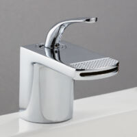 Grifo de lavabo en cascada para baño doméstico, grifo de agua caliente y fría, grifos de baño blancos creativos, plateados