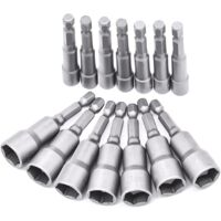 Juego de 14 vasos para destornillador de 6-19 mm, punta adaptadora hexagonal para taladro manual, destornillador eléctrico y llave de tubo (longitud 65 mm)