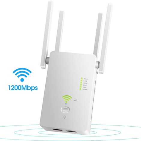 Der WLAN-Repeater mit Signalverstärker deckt eine Fläche von bis zu 245 Quadratmetern ab und unterstützt 25 Geräte. Er ist ein Dualband-WLAN-Repeater mit bis zu 1200 Mbit/s und Ethernet-Anschluss