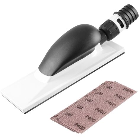 Levigatrice manuale con aspirazione della polvere, 200 x 70 mm, 51 fori, versione aggiornata, con 5 nastri abrasivi (grana P80, P120, P180, P240, P400), levigatura senza polvere (1/5)
