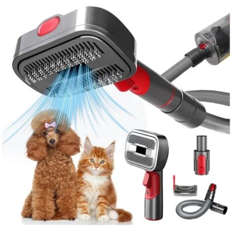 Cepillo aspirador para perros 2 en 1 compatible con Dyson V7 V8 V10 V11 V12 V15, ideal para eliminar pelos sueltos, caspa, subpelo y nudos.