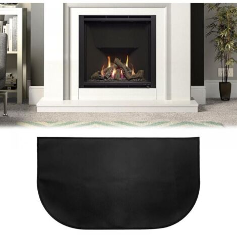 Tapete para chimenea, tapete ignífugo, tapete ignífugo, tapete semicircular para chimenea, estufa, barbacoa, negro (102 x 50)