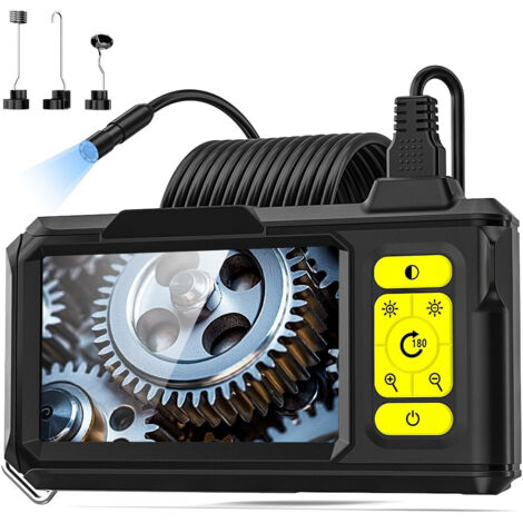 Endoscopio HD 1080P con 8 LED, cámara de inspección impermeable IP67 de 4,3", cable semirrígido de 5 m, ideal para mecánica automotriz y fontanería.