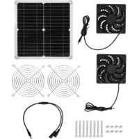Ventilador de extracción con energía solar, ventilador solar impermeable de 20 W, ventilador de panel solar USB para invernaderos, vehículos recreativos, casas de animales, gallineros A