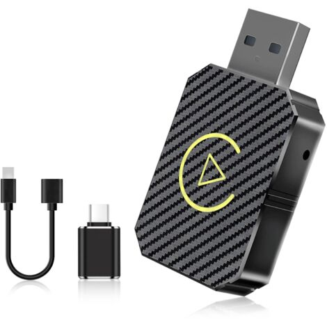 CarPlay Inalámbrico, Adaptador CarPlay Inalámbrico, CarPlay Android Auto, CarPlay Inalámbrico, Adaptador CarPlay Wireless 2 en 1 para Coches Equipados con CarPlay & AA, USB C/A (Negro) (1/5)