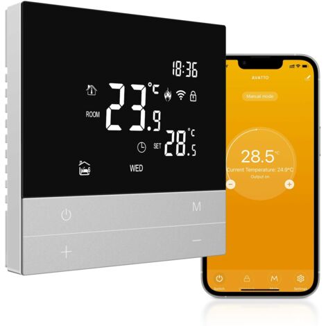 Termostato para calefacción por suelo - Smart WiFi - Programmable - Compatible con Alexa, Google Home - Control por Voz y aplicación Smart Life - Control Remoto (WiFi 2,4 GHz) (1/5)