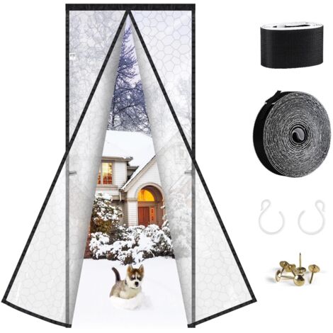 Cortina Aislante Magnética 80x200cm, Impermeable y Antiviento, Cierre Automático con Velcro para Balcón/Cocina/Habitación (Estilo Cubo de Agua) (1/5)