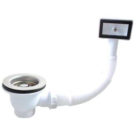 XJ302-U Kit de Desagüe de Acero Inoxidable para Fregadero de Cocina 85 mm x 75 mm con Rebosadero