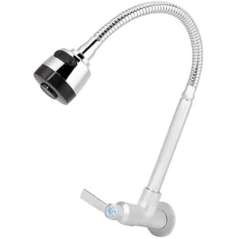 Grifo de Cocina de Pared de Metal G1/2 Pulgadas, Giratorio 360°, 2 Modos con Mango Único, para Hogar, Jardín, Baño y Lavandería (1/4)