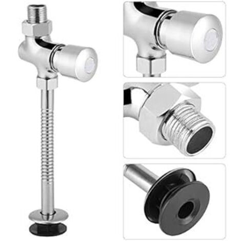 Válvula de Descarga para Urinario, Aleación de Zinc, Tipo Botón Manual con Cierre Automático, Accesorio de Baño (1/4)