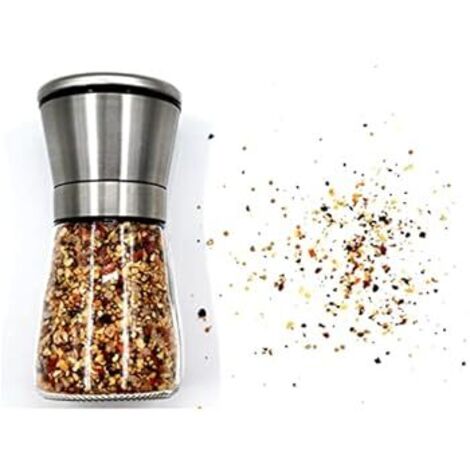 Molino de Sal y Pimienta, Molinillo de Acero Inoxidable de Alta Calidad con Grosor Ajustable, Ergonómico para Cocina, Envase Individual (Corto) (1/4)