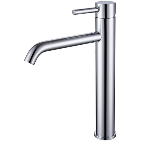 Grifo de Lavabo para Encimera, Grifo de Baño, Grifo Alto para Lavabo, Acero Inoxidable, Temperatura Ajustable, Cromado, Altura del Pitorro 194 mm