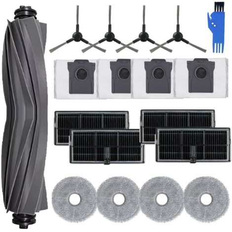 Pack de 18 Accesorios para Dreame L10s Pro Ultra Heat y Mova E30 Ultra: 1 Escoba Principal, 4 Paños, 4 Filtros, 4 Bolsas de Polvo, 4 Cepillos Laterales, 1 Cepillo de Limpieza (1/5)