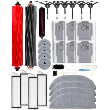 Lote de 30 accesorios para aspiradora Roborock S8 MaxV Ultra/S8 Max Ultra: 2 cepillos principales, 4 filtros HEPA, 4 paños laterales, 6 bolsas de polvo, 6 cepillos laterales, 1 escobilla. (1/5)