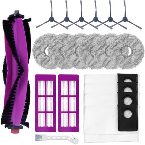 20 Kit de Accesorios para Eureka J15 Pro Ultra Robot Aspirador: 1 Escoba Principal, 6 Escobas Laterales, 6 Paños, 4 Bolsas de Polvo, 2 Filtros, 1 Cepillo de Limpieza (1/5)