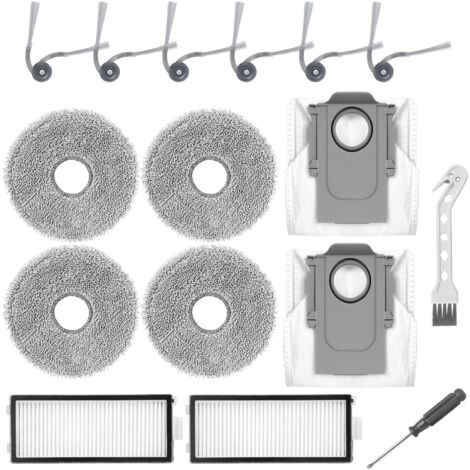Kit de 16 Accesorios para Roborock Saros Z70: 6 Cepillos Laterales, 4 Paños de Repuesto, 2 Filtros HEPA, 2 Bolsas de Polvo, 1 Cepillo de Limpieza, 1 Destornillador (1/5)