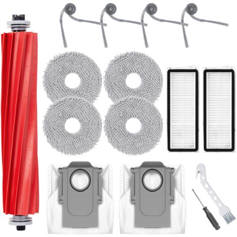 Kit de 15 Accesorios para Roborock QV 35A/QV 35S: 1 Escoba Principal, 4 Escobas Laterales, 2 Filtros, 4 Paños, 2 Bolsas de Polvo, 1 Cepillo de Limpieza, 1 Destornillador. (1/5)