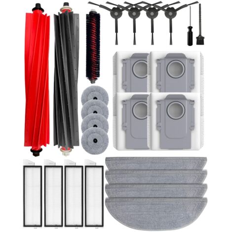 25PCS Accesorios para Roborock S8 MaxV Ultra/S8 Max Ultra Aspiradora: 2 cepillos principales, 4 filtros HEPA, 4 paños de limpieza, 4 paños laterales, 4 bolsas de polvo, 4 cepillos laterales. (1/5)