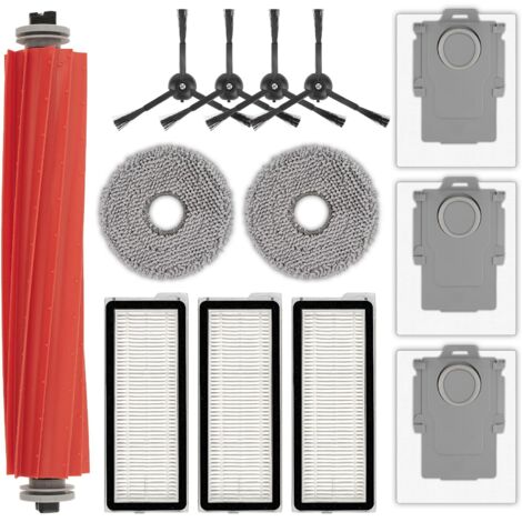 (13 Piezas) Repuestos Qrevo S Compatibles con Roborock Qrevo S, Qrevo Pro, Qrevo MaxV y Qrevo Plus: 1 Cepillo Rotativo, 4 Cepillos Laterales Negros, 3 Bolsas de Polvo, 3 Filtros HEPA y 2 Paños de Limp (1/5)