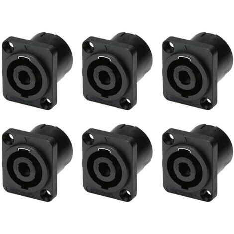 6 Pezzi Connettori Speakon a Montaggio Pannello 4 Poli, Adattatori Jack Rotondi Femmina 4 Pin per Altoparlanti, Twist Lock per NL4MP, NL4MPR, NL4FC, NL4FX, NLT4X (1/4)