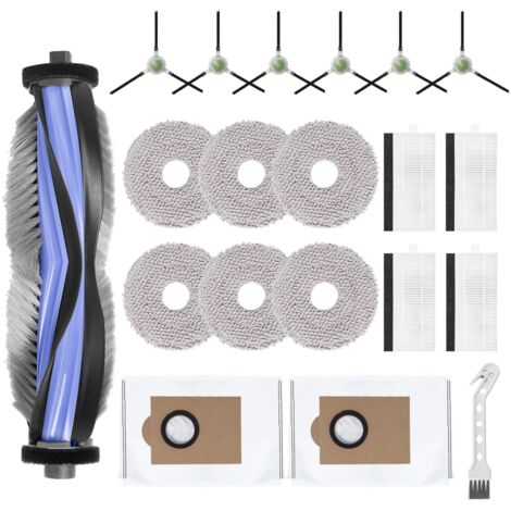 Kit de accesorios para robot aspirador Lefant M3/M3 Max/M3 Gen2: 1 cepillo principal, 6 cepillos laterales, 4 filtros Hepa, 2 bolsas de polvo, 6 toallitas y 1 cepillo de limpieza.