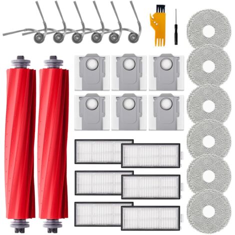 28 Piezas de Accesorios para Robot Roborock QV 35A / QV 35S / QR 798 / QR 598, 2 Escobillas Principales, 6 Paños, 6 Filtros, 6 Bolsas de Polvo, 6 Cepillos Laterales, 2 Utensilios de Limpieza (1/5)