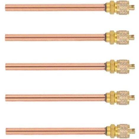 5 pezzi Valvola di Servizio 1/4'' SAE x 1/4'' OD x 4'' Nucleo Stelo AC Refrigerazione (1/4)