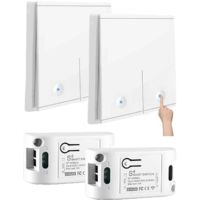 Interruttore wireless 230V 10A, kit senza batteria con 2 ricevitori 433MHz 10A e 2 telecomandi murali wireless bidirezionali fino a 50m per lampade da 200 a 2000W.
