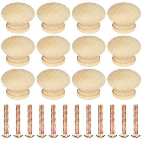 12pcs Poignée Meuble en Bois, Boutons de Meuble, Boutons de Portes pour Placards, 35 mm Poignet de Tiroir, pour Décoration D'intérieur, Placard, Penderie, Tiroir, Armoires de Cuisine (1/5)