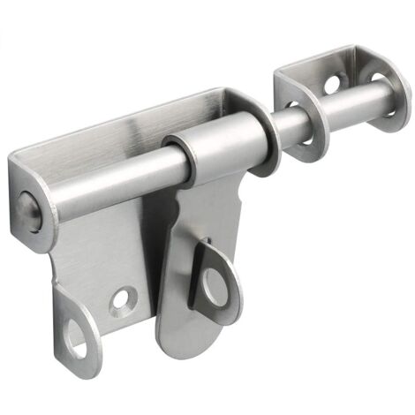 Robuste Verrou Porte Coulissante - Exterieur/Interieure, Loquet Portail en Acier Inoxydable pour Fenêtre, Placard et Jardin, Finition Brossée, Barre de 120MM (1/5)