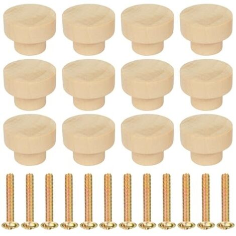 12pcs Poignée Meuble en Bois, Rond Boutons de Meuble, Boutons de Portes pour Placards, 35 mm Poignet de Tiroir, pour Décoration D'intérieur, Placard, Penderie, Tiroir, Armoires de Cuisine (1/5)
