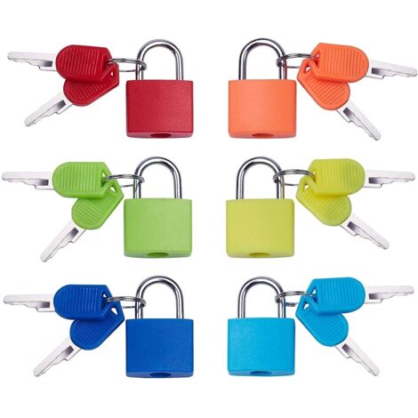 6 pièce Mini Cadenas à Bagage, Multicolore Cadenas Valise avec 2 Clé pour Bagage Valise Petit Cadenas Clef, pour voyage, valise, école, sac d'ordinateur portable, Couleur aléatoire (1/5)