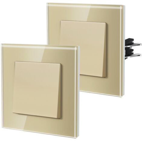 Interrupteur Mural, Interrupteur Va Et Vient Avec Griffes, Verre Interrupteur Lampe De Chevet, 1 Gang 1Way, 86mm, Or