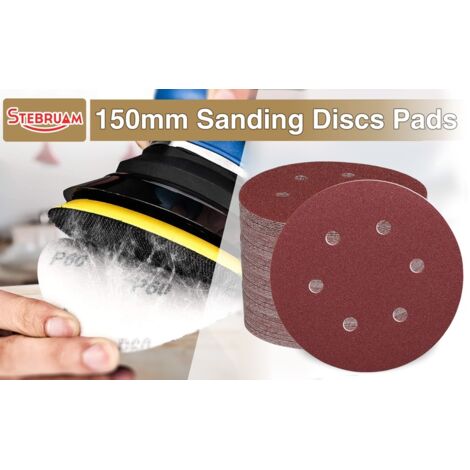 Disque a Poncer 150mm, Disque Abrasif 6 trous 45pcs Disques de ponçage 6 inch Grain 60 Disques abrasifs auto-agrippants pour Poncer/Polir/Dérouiller