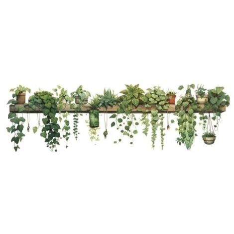 Plantes Vertes Frottent les Transferts Sticker Mural Plante Tropicale Plante en Pot Autocollant Tropicale pour Salon Cuisine Pépinière Chambre Art Bricolage Decoration Murale Stickers Muraux (1/5)
