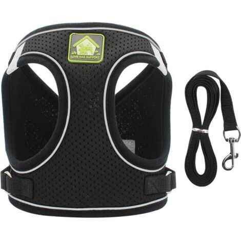 Colliers, Harnais et Laisses pour Chats Harnais Chaton Anti évasion Réfléchissant Réglable Harnet pour Chat Gilet Respirant Harnais Petit Chien (L,Noir)