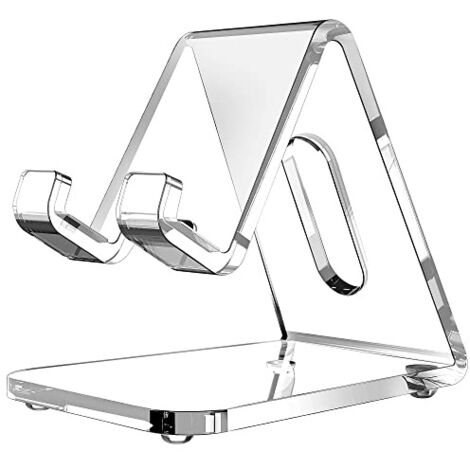 Support de téléphone portable en acrylique transparent 5 mm d'épaisseur, pour bureau, convient iPhone 14 13 Pro Max, tous les smartphones 4 à 8” claire (1/5)