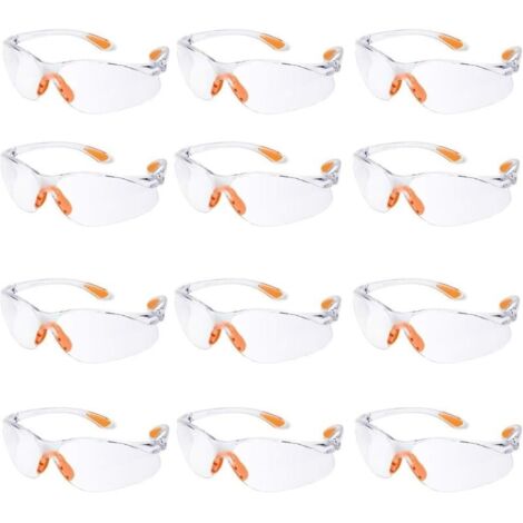 Lot de 12 Lunette de Sécurité Lunettes de Protection Travail avec Lentilles Transparentes Anti-Buée Lunette Protection pour Jardin Laboratoire Chimie (1/4)