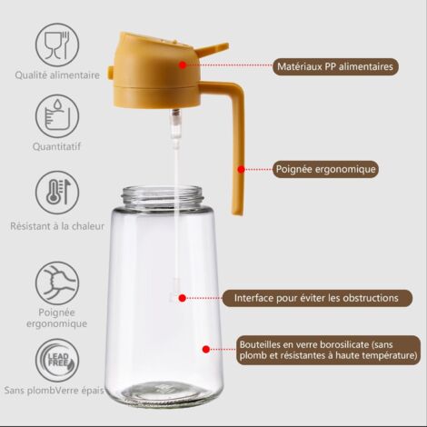 2pcs Bouteille D'huile Avec Pinceau à Badigeonner En Silicone 2 En 1 Distributeur Huile Avec