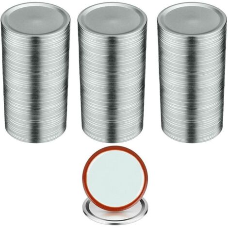 100PCS Couvercles de Bocaux à Conserve - Bouche Régulatrice 70mm, Métal avec Anneau d'Étanchéité, Modèle Argent