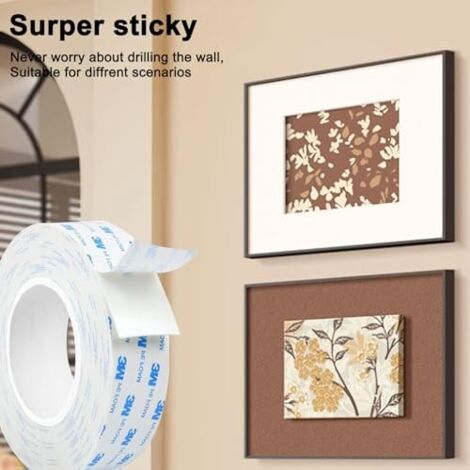 Ruban Adhésif Double Face Extra Fort - 3 M De Long, 5 Cm De Large, Transparent - Pour Fixation Murale Solide, Sans Traces Après Retrait