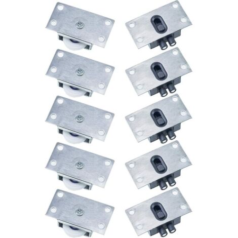5 paires Galet de Roulement de Porte Coulissante Roues à Rouleaux pour Meubles de Fenêtre Anti-rouille Muet Pas Facile à Porter pour Armoire Armoire Placard Fenêtre (Argent) (1/4)